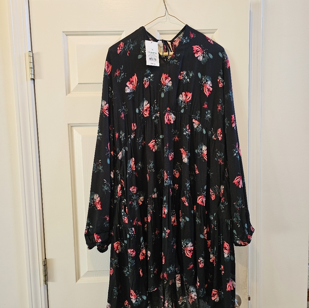 Pink/Red Floral Long Sleeved Babydoll Dress -Brand New! - Picture 12 of 15